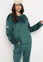 Ciemnozielony Welurowy Komplet Dresowy Bluza i Spodnie Typu Jogger Lisilwena