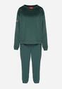 Ciemnozielony Welurowy Komplet Dresowy Bluza i Spodnie Typu Jogger Lisilwena