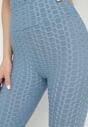 Niebieskie Legginsy Sportowe z Elastyczną Gumką i Tłoczonym Wzorem Ardisa