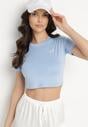 Jasnoniebieski T-shirt Crop Top Ozdobiony Literką Koliviela