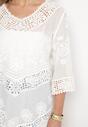 Biała Bawełniana Bluzka Oversize w Stylu Boho z Haftem i Koroną Maivienne