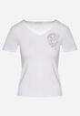 Biały T-shirt z Bawełny z Cyrkoniowym Wzorem Uliavira