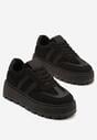 Czarne Sneakersy Typu Klasyczne Tenisówki na Grubej Podeszwie Nilmio