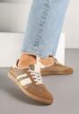 Ciemnobeżowe Sneakersy Tenisówki z Ozdobnymi Paskami Jenavena