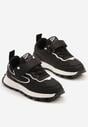 Czarno-Białe Buty Sportowe Sneakersy z Ozdobnymi Przeszyciami i Rzepem Napea