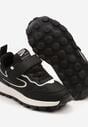 Czarno-Białe Buty Sportowe Sneakersy z Ozdobnymi Przeszyciami i Rzepem Napea