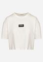 Biały Bawełniany T-shirt Crop Top z Naszywką Adivios