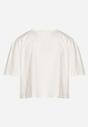 Biały Bawełniany T-shirt Crop Top z Naszywką Adivios