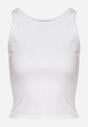 Biały Bawełniany Top z Prążkowanego Materiału Tilzedi