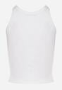 Biały Bawełniany Top z Prążkowanego Materiału Tilzedi