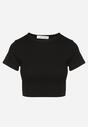 Czarny Bawełniany Prążkowany T-shirt Nelzedi