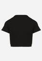 Czarny Bawełniany Prążkowany T-shirt Nelzedi
