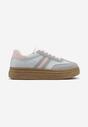 Niebieskie Sneakersy na Platformie w Stylu Kultowych Tenisówek Ozdobione Wzorem w Panterkę Gonoriel