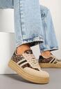 Panterkowe Sneakersy na Platformie w Stylu Kultowych Tenisówek Ozdobione Wzorem w Panterkę Gonoriel