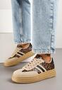 Panterkowe Sneakersy na Platformie w Stylu Kultowych Tenisówek Ozdobione Wzorem w Panterkę Gonoriel