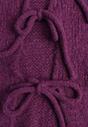 Fioletowy Kardigan Oversize z Wełną Zdobiony Kokardkami Eleathalie