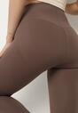 Brązowe Klasyczne Legginsy z Wysokim Stanem Melio