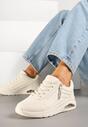 Beżowe Sneakersy z Ozdobnym Suwakiem i Tłoczeniem Tosinelle