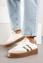 Białe Sneakersy Klasyczne Tenisówki Zdobione Wstawkami w Panterkę Nilenisse