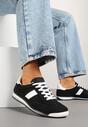 Czarne Sneakersy z Ozdobnym Paskiem Cleota