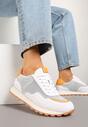 Białe Skórzane Sneakersy z Geometrycznym Wzorem Rivoiti