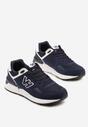 Granatowe Buty Sportowe Sneakersy z Geometryczną Naszywką Odoria