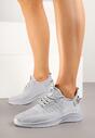 Szare Buty Sportowe Sneakersy z Napisami i Tłoczeniem Odalira
