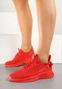 Czerwone Buty Sportowe Sneakersy z Napisami i Tłoczeniem Odalira