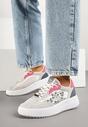 Szaro-Różowe Sneakersy z Nitami i Gwiazdą Viroti
