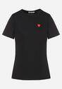 Czarny T-shirt z Bawełny z Krótkim Rękawem i Naszywką w Kształcie Serca Viketta