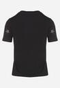 Czarny Bawełniany T-shirt z Cyrkoniowymi Aplikacjami w Gwiazdki Tenivella