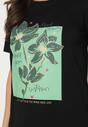 Czarna Bawełniana Sukienka o Kroju Typu T-shirt Zdobiona Nadrukiem Nevolira