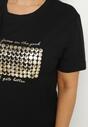 Czarny T-shirt Bawełniany Ozdobiony Cekinami Lirenell