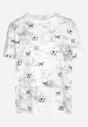 Biały T-shirt Bawełniany w Print w Motylki Tenorea
