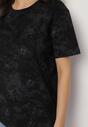 Czarny T-shirt Bawełniany w Print w Motylki Tenorea
