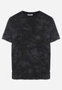 Czarny T-shirt Bawełniany w Print w Motylki Tenorea