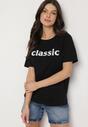 Czarny T-shirt z Bawełny z Aplikacją z Cyrkoniami Deraine