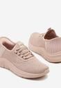 Jasnoróżowe Siateczkowe Buty Sportowe Sneakersy Wsuwane z Ozdobnym Sznurowaniem Terelea