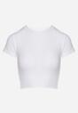 Biały T-shirt z Prążkowanego Materiału o Krótkim Kroju Telunna