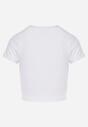 Biały T-shirt z Prążkowanego Materiału o Krótkim Kroju Telunna