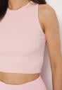 Jasnoróżowy Krótki Tank Top z Prążkowanej Tkaniny Nevallia