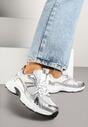 Srebrne Sneakersy w Streetwearowym Stylu z Siateczkowymi Zdobieniami Dorelline
