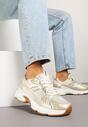 Beżowe Sneakersy w Streetwearowym Stylu z Siateczkowymi Zdobieniami Dorelline
