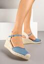 Niebieskie Sandały Espadryle na Koturnie w Stylu Boho Merilwena