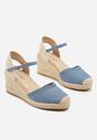 Niebieskie Sandały Espadryle na Koturnie w Stylu Boho Merilwena