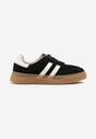 Czarne Sneakersy z Naturalnego Zamszu na Grubej Tłoczonej Podeszwie Teneskela