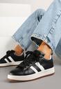 Czarne Sneakersy z Perforacją i Ozdobnymi Paskami Deolene