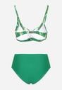 Zielone Bikini Majtki Figi z Siateczkowymi Wstawkami i Biustonosz w Liście Kinella