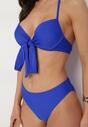 Niebieskie Bikini Wiązany Biustonosz Majtki Typu Figi Pareo w Kwiaty Folava