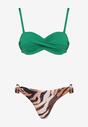 Ciemnozielone Bikini Biustonosz Wiązany na Plecach 2 Pary Majtek Typu Figi Galarella